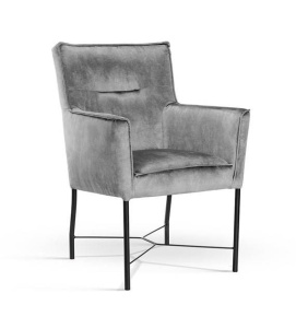 SCAUN DINING CORVUS, GRI INCHIS/NEGRU, TAPITERIE DIN CATIFEA SI PICIOARE DIN METAL, STIL MODERN