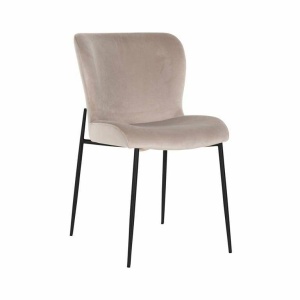 SCAUN DINING DARBY, BEJ/NEGRU, TAPITERIE DIN CATIFEA SI PICIOARE DIN METAL, STIL MODERN B2 - Img 1