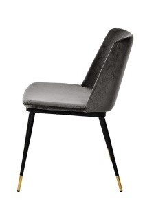 SCAUN DINING DIEGO, GRI INCHIS/NEGRU/AURIU, DIN CATIFEA SI METAL, STIL MODERN - Img 5