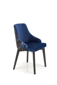 SCAUN DINING ENDO, ALBASTRU BLUVEL 86/MULTICOLOR/NEGRU, CU TAPITERIE DIN CATIFEA SI PICIOARE DIN LEMN MASIV, STIL CLASIC - Img 1