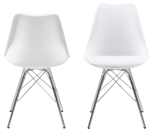 SCAUN DINING ERIS ALB CONFECTIONAT DIN METAL SI PIELE ECOLOGICA, STIL MODERN - Img 2