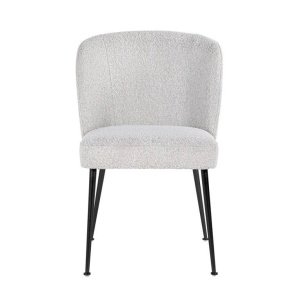 SCAUN DINING FALLON, ALB/NEGRU, TAPITERIE DIN TEXTIL PLUSAT SI PICIOARE DIN METAL, STIL MODERN - Img 3