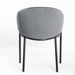 SCAUN DINING FANCY, GRI/NEGRU/AURIU, TAPITERIE DIN CATIFEA SI PICIOARE DIN METAL, STIL MODERN, ATR - Img 3
