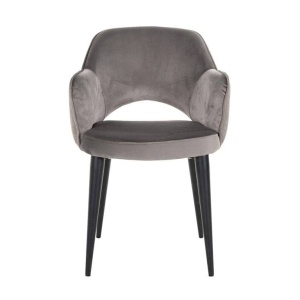 SCAUN DINING GIOVANNA, GRI/NEGRU, TAPITERIE DIN CATIFEA SI PICIOARE DIN METAL, STIL MODERN B2 - Img 5