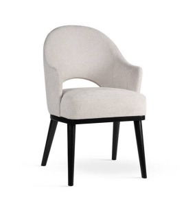 SCAUN DINING GODA PRO SUPREME, BEJ/NEGRU, TAPITERIE DIN STOFA SI PICIOARE DIN LEMN, STIL MODERN
