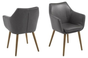 SCAUN DINING GRI/STEJAR, NORA, CU TAPITERIE DIN PIELE ECO, STIL MODERN B2