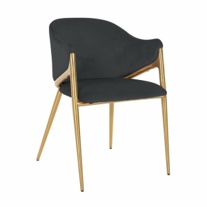 SCAUN DINING GWEN, NEGRU/AURIU, TAPITERIE DIN CATIFEA SI PICIOARE DIN METAL, STIL MODERN RICHMOND INTERIORS