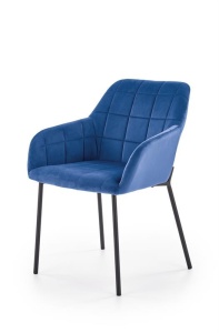 SCAUN DINING K305, ALBASTRU/NEGRU, CU TAPITERIE DIN CATIFEA SI PICIOARE DIN METAL, STIL MODERN - Img 1