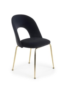 SCAUN DINING K385, NEGRU/AURIU, CU TAPITERIE DIN STOFA FINA SI PICIOARE DIN METAL, STIL MODERN - Img 1