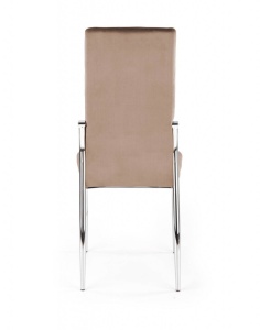 SCAUN DINING K416, BEJ/CROM, CU TAPITERIE DIN CATIFEA SI PICIOARE DIN METAL, STIL MODERN - Img 3