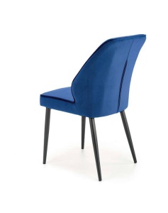 SCAUN DINING K432, ALBASTRU/NEGRU, CU TAPITERIE DIN CATIFEA SI PICIOARE DIN METAL, STIL MODERN - Img 3