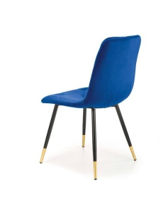 SCAUN DINING K438, ALBASTRU/NEGRU/AURIU, CU TAPITERIE DIN CATIFEA SI PICIOARE DIN METAL, STIL MODERN - Img 3
