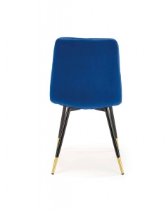 SCAUN DINING K438, ALBASTRU/NEGRU/AURIU, CU TAPITERIE DIN CATIFEA SI PICIOARE DIN METAL, STIL MODERN - Img 5