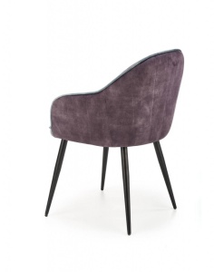 SCAUN DINING K440, GRI INCHIS/ALBASTRU/NEGRU, CU TAPITERIE DIN CATIFEA SI PICIOARE DIN METAL, STIL MODERN, HALMAR - Img 4