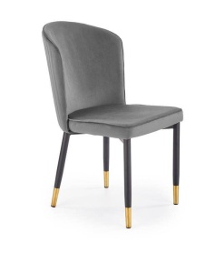 SCAUN DINING K446, GRI/NEGRU/AURIU, CU TAPITERIE DIN CATIFEA SI PICIOARE DIN METAL, STIL MODERN - Img 1