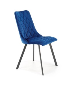 SCAUN DINING K450, ALBASTRU/NEGRU, CU TAPITERIE DIN CATIFEA SI PICIOARE DIN METAL, STIL MODERN - Img 1