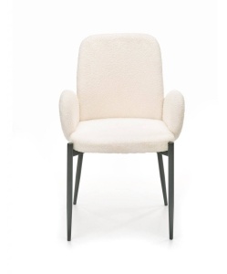 SCAUN DINING K477, CREM/NEGRU, CU TAPITERIE DIN TEXTIL PLUSAT SI PICIOARE DIN METAL, STIL MODERN - Img 6