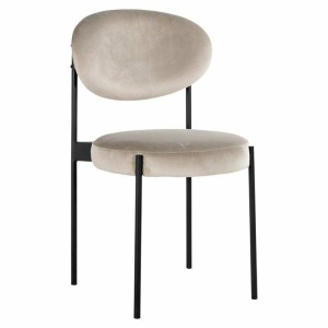 SCAUN DINING KAYLEE, BEJ/NEGRU, TAPITERIE DIN CATIFEA SI PICIOARE DIN METAL, STIL MODERN B2 - Img 1