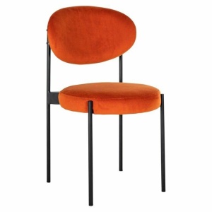 SCAUN DINING KAYLEE, ROSU SOFRAN/NEGRU, TAPITERIE DIN CATIFEA SI PICIOARE DIN METAL, STIL MODERN B2 - Img 1