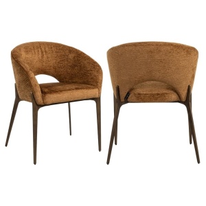 SCAUN DINING KENZI COGNAC FUSION/NEGRU, S4622, CONFECTIONAT DIN 100% POLIESTER SPUMA SI METAL, RICHMOND INTERIORS