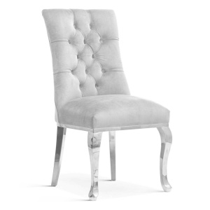 SCAUN DINING LORD GLAMOUR, GRI/CROM, TAPITERIE DIN CATIFEA SI PICIOARE DIN METAL, STIL MODERN