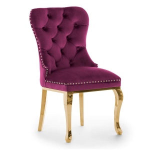 SCAUN DINING MADAME GLAMOUR, BORDO/AURIU, STIL CLASIC,