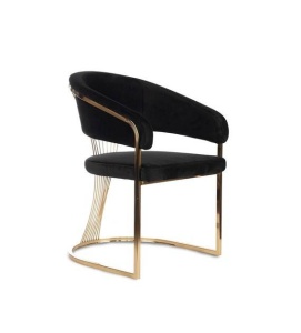 SCAUN DINING MARCILLE 3, NEGRU/AURIU, TAPITERIE DIN CATIFEA SI PICIOARE DIN METAL, STIL MODERN
