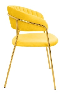 SCAUN DINING MARGO GALBEN, CU TAPITERIE DIN CATIFEA, STIL MODERN - Img 2
