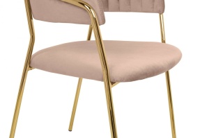 SCAUN DINING MARGO, KHAKI/AURIU, DIN CATIFEA SI METAL, STIL MODERN - Img 7
