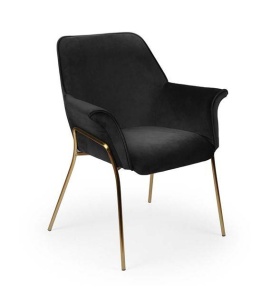 SCAUN DINING MARGOT, NEGRU/AURIU, TAPITERIE DIN CATIFEA SI PICIOARE DIN METAL, STIL MODERN, ATR