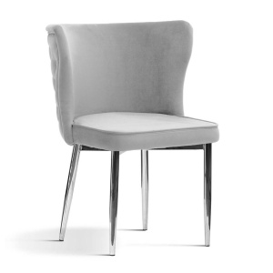 SCAUN DINING MODENA GRI/CROM, TAPITERIE DIN CATIFEA SI PICIOARE DIN METAL, STIL MODERN
