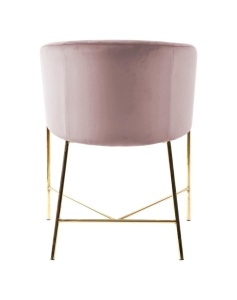 SCAUN DINING NELSON ROZ/AURIU, CU TAPITERIE DIN CATIFEA SI PICIOARE DIN METAL, STIL MODERN - Img 4