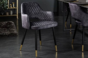 SCAUN DINING, PARIS DE CULOARE GRI INCHIS DIN CATIFEA, ASPECT INDUSTRIAL, ARTIM GROUP SELECTION