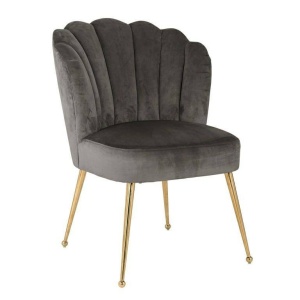 SCAUN DINING PIPPA, GRI INCHIS/AURIU, DIN CATIFEA SI METAL, STIL MODERN RICHMOND INTERIORS