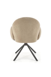 SCAUN DINING PIVOTANT K498, BEJ/NEGRU, TAPITERIE BOUCLE SI PICIOARE DIN METAL, STIL MODERN - Img 6