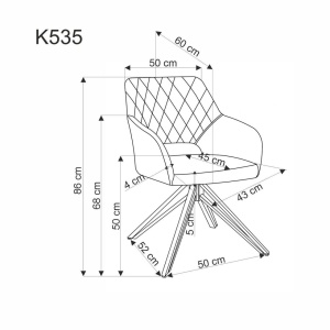 SCAUN DINING PIVOTANT K535, BEJ/NEGRU, TAPITERIE DIN CATIFEA SI PICIOARE DIN METAL, STIL MODERN - Img 2