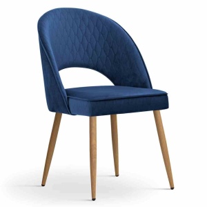 SCAUN DINING PONTE MATLASAT, ALBASTRU INCHIS/STEJAR, STIL MODERN