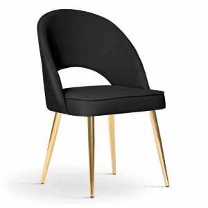 SCAUN DINING PONTE, NEGRU/AURIU, STIL MODERN