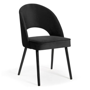 Scaun dining PONTE PLUS, negru, cu tapiterie din catifea