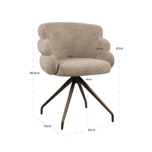SCAUN DINING ROTATIV, KAYLA, REALIZAT DIN METAL SI TEXTIL, CULOARE CAPPUCCINO, DESIGN DEOSEBIT, RICHMOND INTERIORS - Img 3