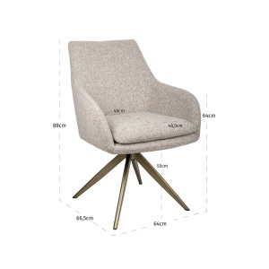 SCAUN DINING ROTATIV LISONNE, REALIZAT DIN METAL, LEMN DE FAG SI TEXTIL IGNIFUG, CULOARE MARO, DESIGN DEOSEBIT, RICHMOND INTERIORS - Img 6