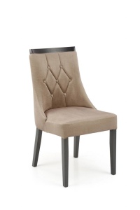 SCAUN DINING ROYAL, BEJ MONOLITH 09/NEGRU, CU TAPITERIE DIN CATIFEA SI PICIOARE DIN LEMN MASIV, STIL CLASIC, HALMAR - Img 1