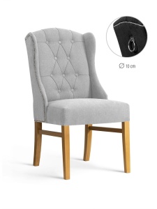 SCAUN DINING ROYAL, GRI/STEJAR, TAPITERIE DIN STOFA SI PICIOARE DIN LEMN, STIL MODERN