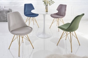 SCAUN DINING, SCANDINAVIA, DIN METAL SI CATIFEA BEIGE, DESIGN DEOSEBIT - Img 2