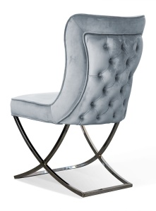 SCAUN DINING SCARLET, GRI/CROM, TAPITERIE DIN CATIFEA SI PICIOARE DIN METAL, STIL MODERN - Img 3