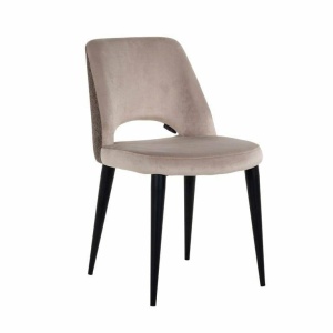 SCAUN DINING TABITHA, BEJ/MARO/NEGRU, TAPITERIE DIN CATIFEA SI PICIOARE DIN METAL, STIL MODERN B2