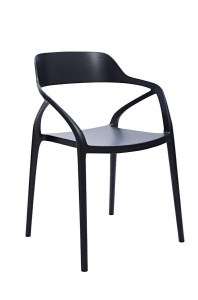 SCAUN DINING/TERASA GLORIA, NEGRU, DIN POLIPROPILENA, STIL MODERN
