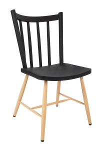 SCAUN DINING/TERASA MILA, NEGRU/FAG, DIN POLIPROPILENA SI METAL, STIL CLASIC B2