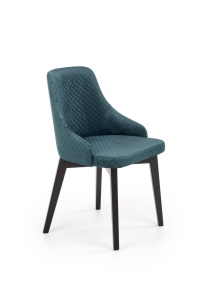 SCAUN DINING TOLEDO 3, VERDE MONOLITH 37/NEGRU, CU TAPITERIE DIN CATIFEA SI PICIOARE DIN LEMN MASIV, STIL CLASIC - Img 1