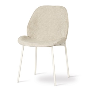 SCAUN DINING TREND, BEJ/ALB, CONFECTIONAT DIN TAPITERIE DIN TEXTIL SI PICIOARE DIN METAL, STIL MODERN